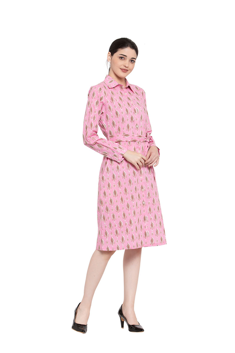 Pink Block Printed Shirt Dress_1