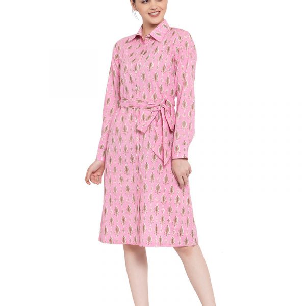 Pink Block Printed Shirt Dress_2
