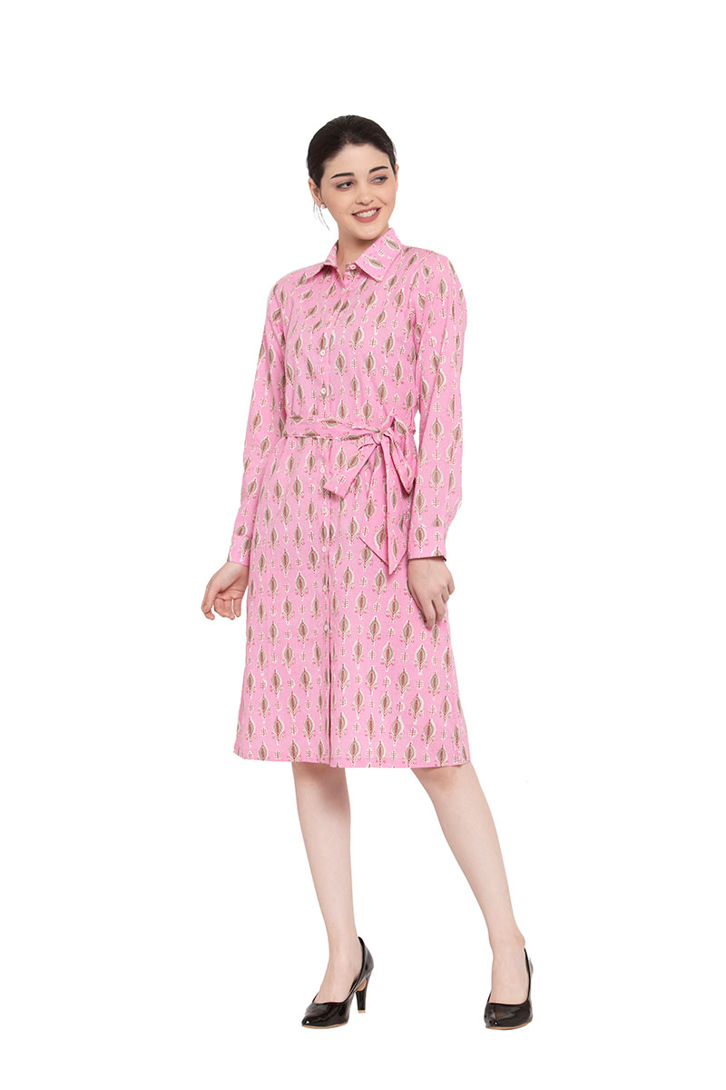 Pink Block Printed Shirt Dress_2