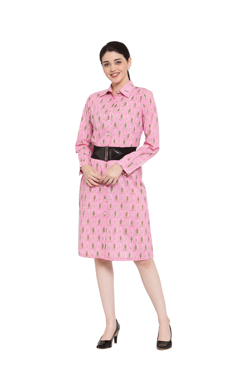 Pink Block Printed Shirt Dress_4