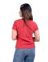 Half Sleeve Machine Embroidery Round Neck Red T-Shirt for Girls and Women